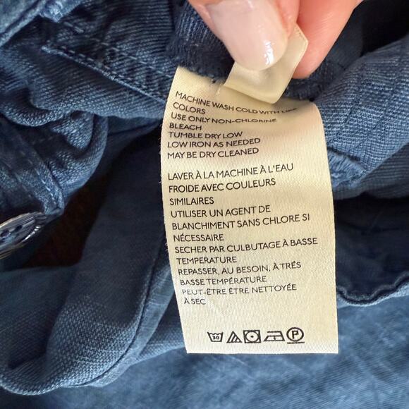 Anthropologie Wide Leg Crop Pants Linen Blend Casual Blue Trousers Size 27 GUC - Picture 5 of 7